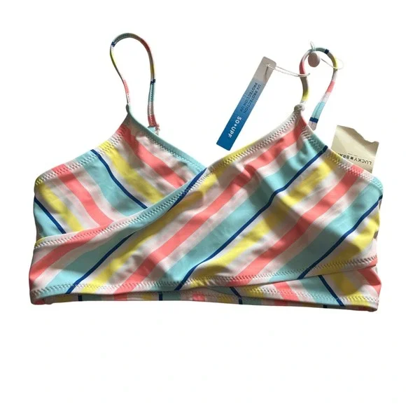Lucky Brand Girls Striped Bikini Set Blue Tint Multi UPF 50+ Size XL 16 NWT - Picture 10 of 11
